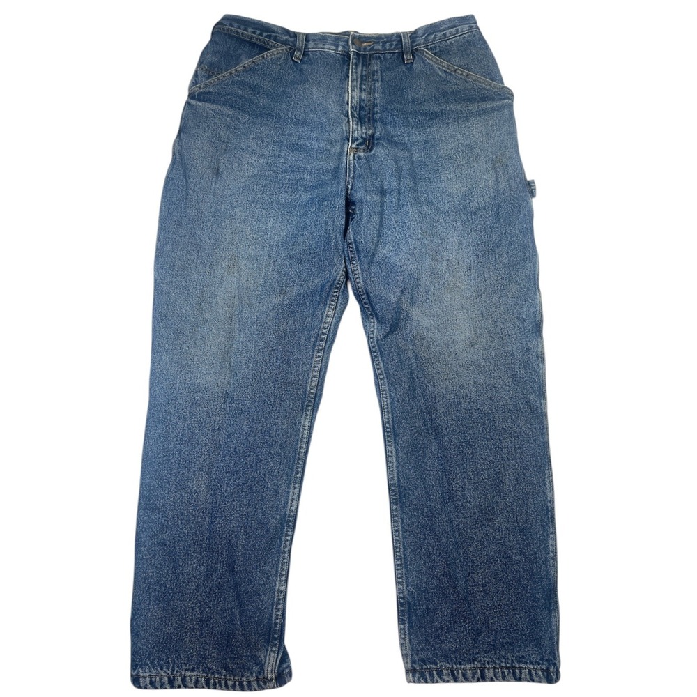 Guide Gear Carpenter Jeans Men's 38 x 30 Blue Denim Cotton Fleece Lined Mid-Rise